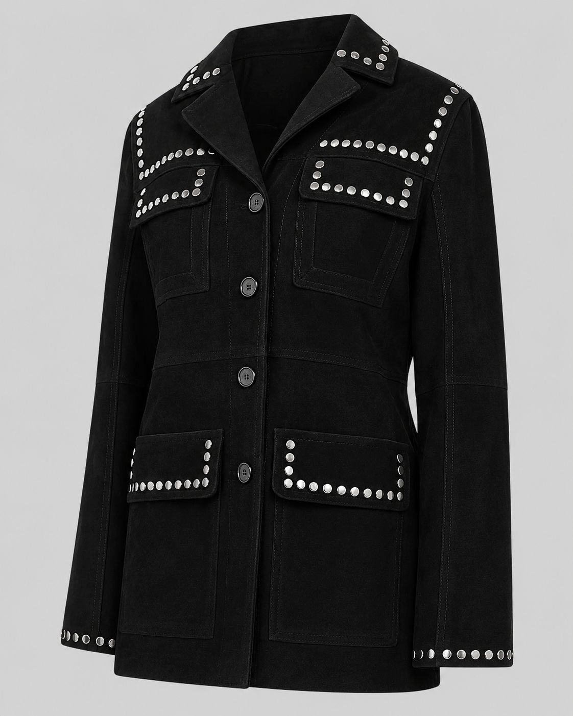 Shadow Black Suede Studded Jacket
