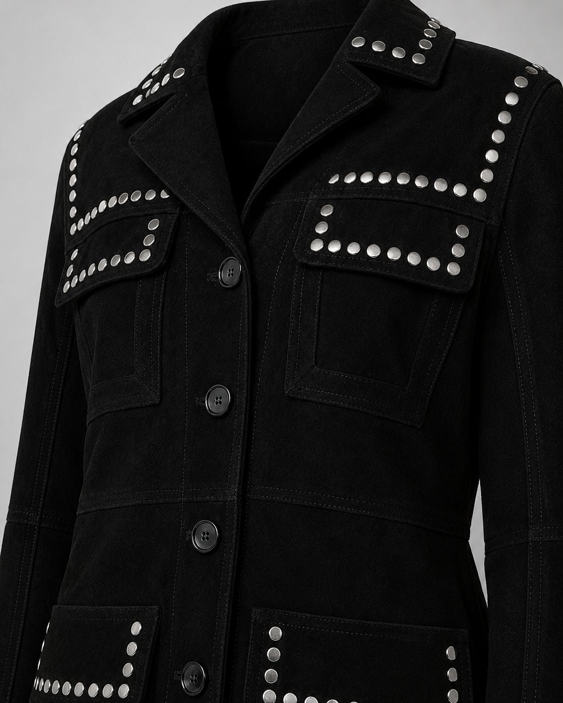 Shadow Black Suede Studded Jacket