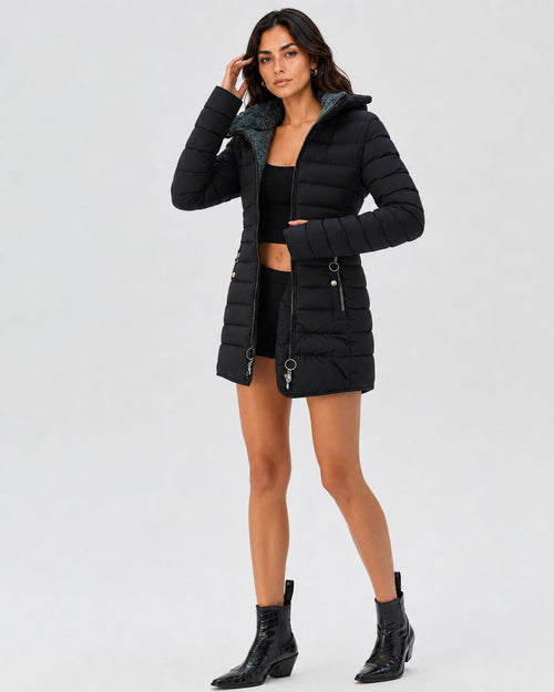 Hannah | Women's Hooded Faux Fur Quilted Winter Midi Coat