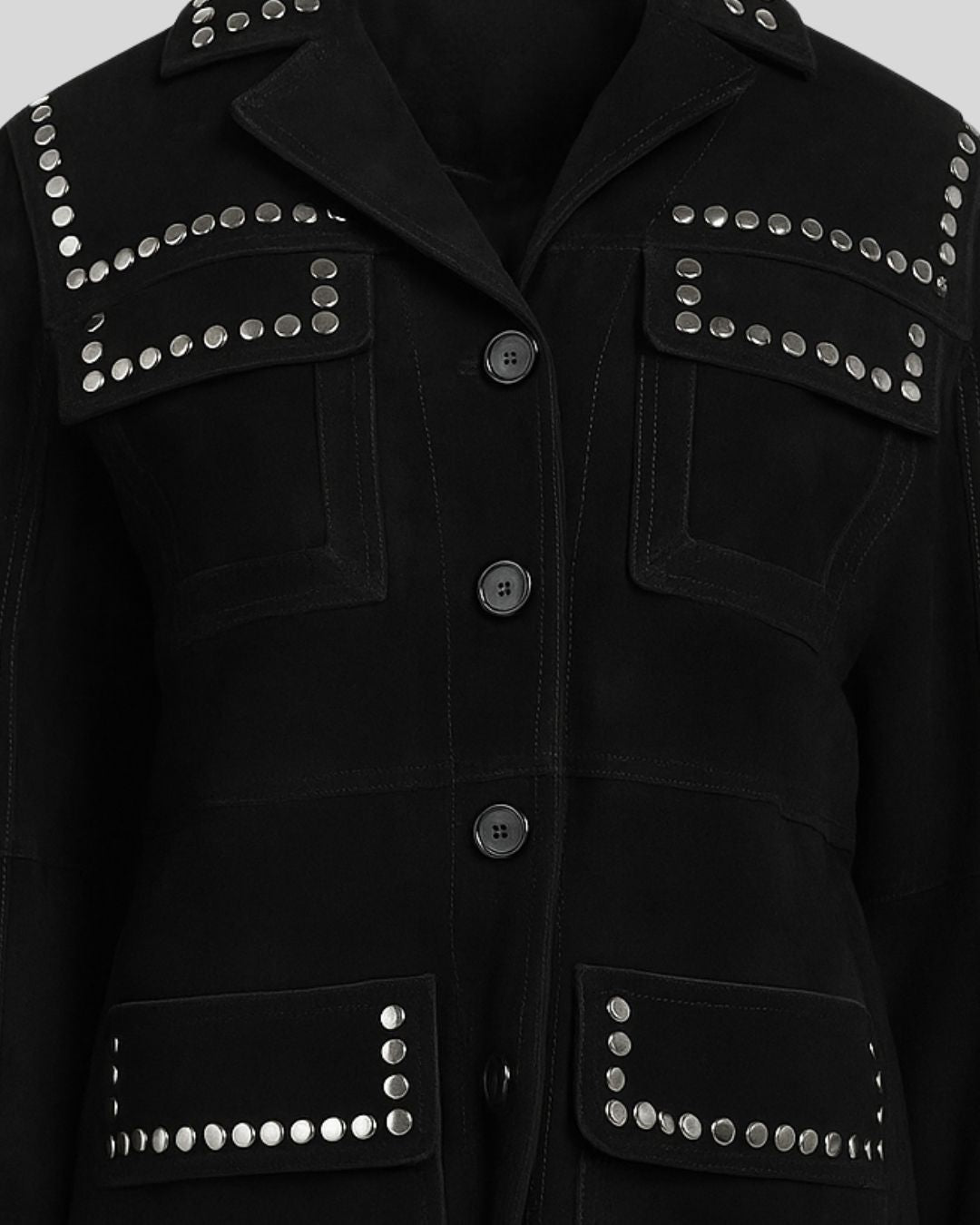 ShadowCharm Black Suede Studded Jacket