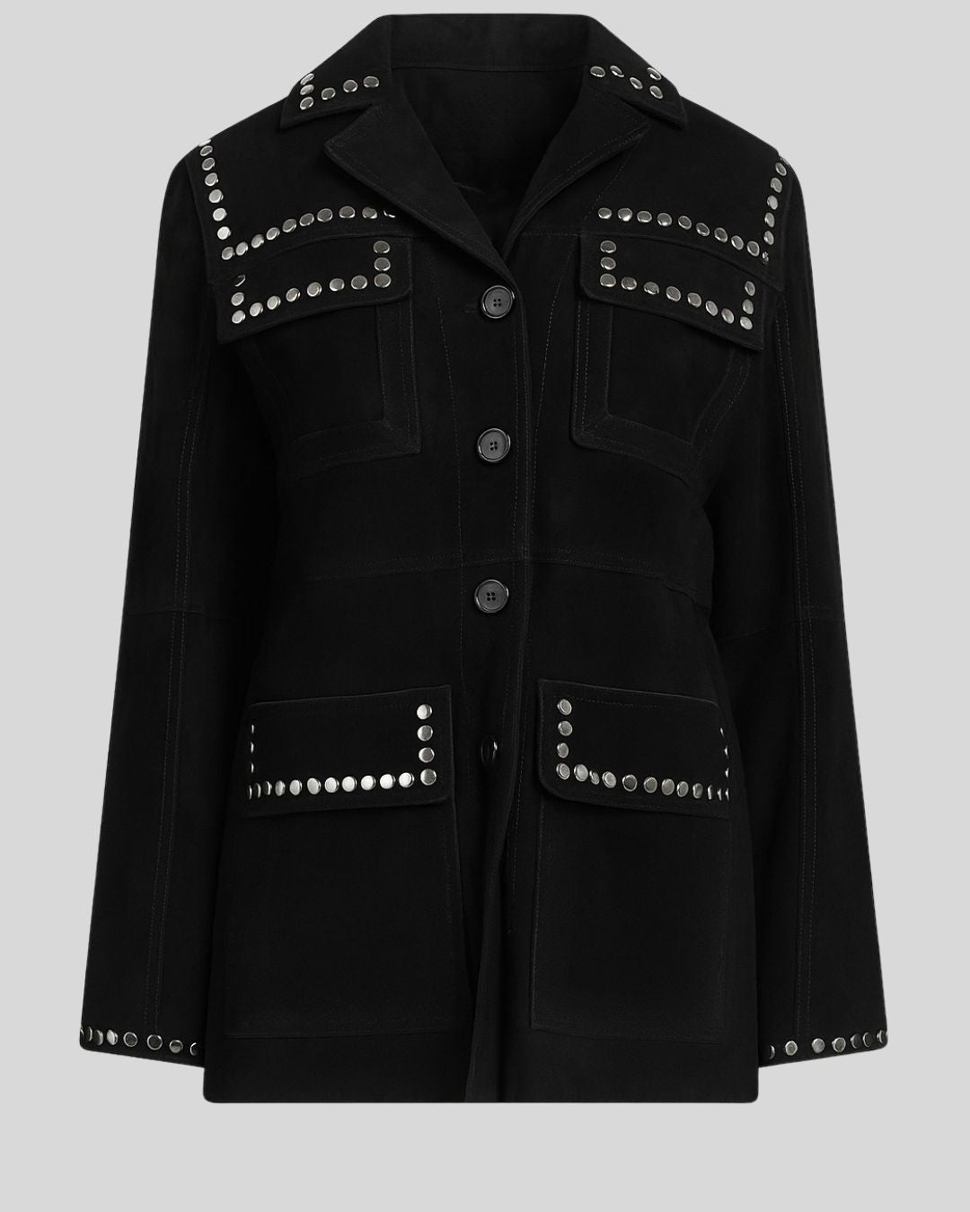 ShadowCharm Black Suede Studded Jacket